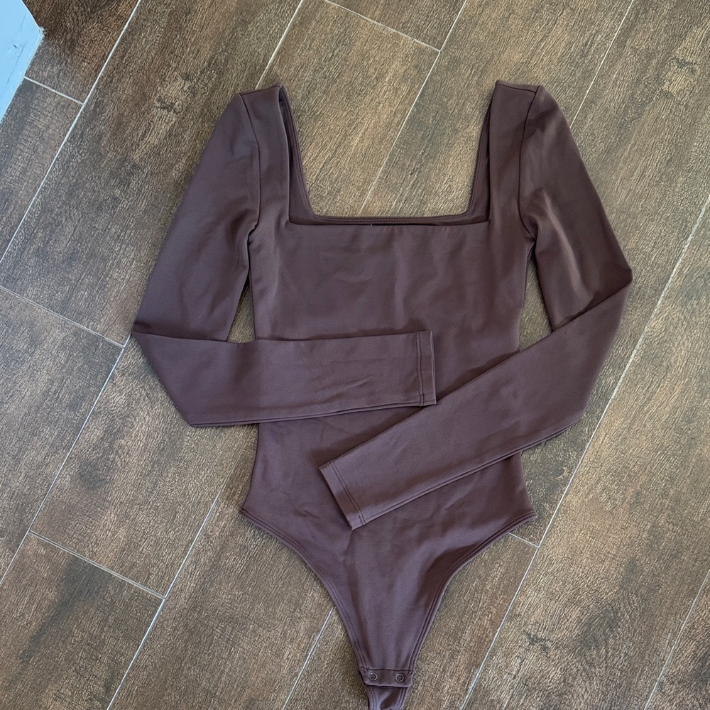 Babaton Chocolate Long Sleeve Bodysuit